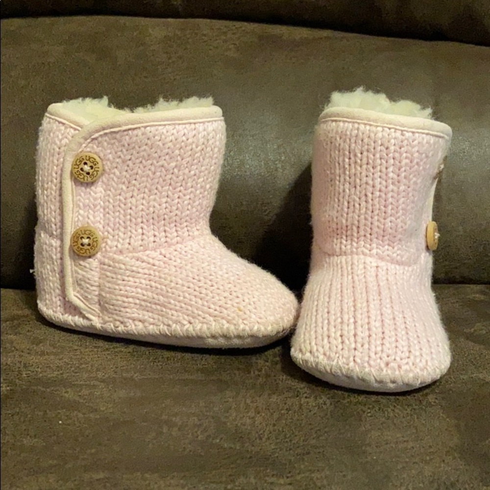 NWOT UGG Baby Pink Purl Knit Boots Booties Sz 2/3